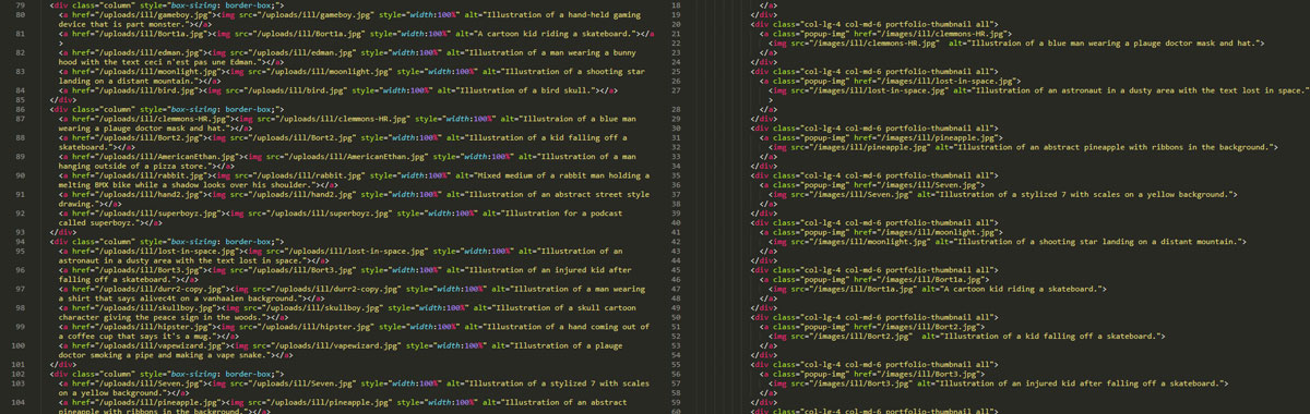 Image of HTML code.