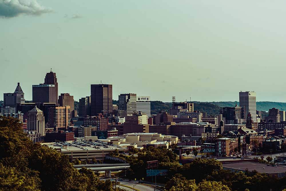 Stylized photo of the Cincinnati skyline.