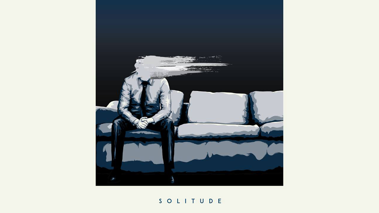 An illustration of a man with a blurry face sitting on a couch.